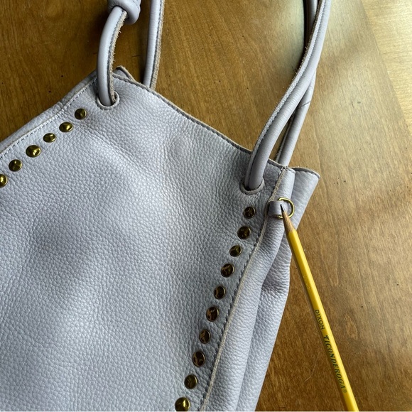 The Sak Pebble Leather Shoulder Bag with Gold Tone Stud Accents in Lavender - Picture 12 of 15